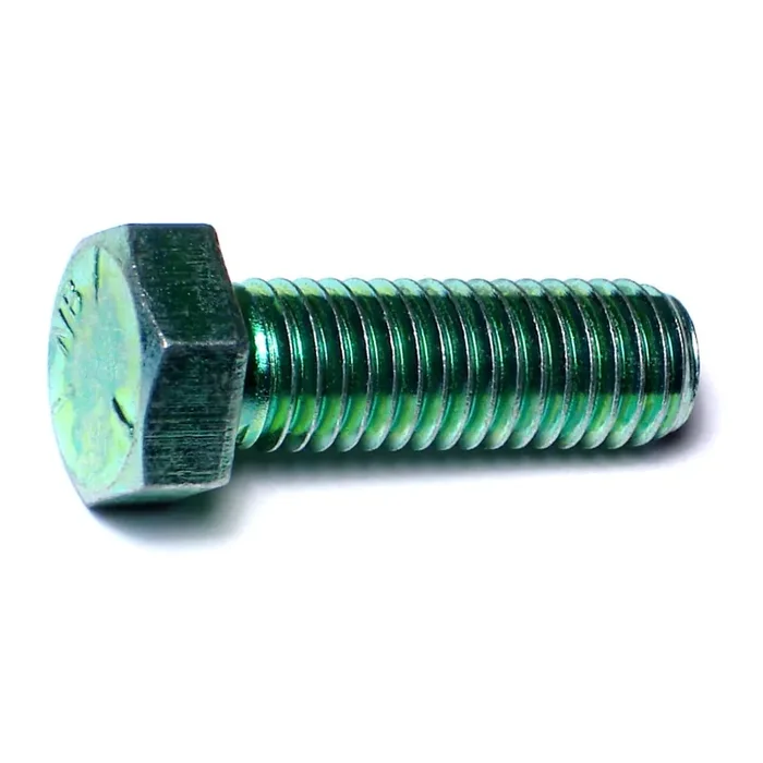 1/2″-13 x 1-1/2″ Green Rinsed Zinc Plated Grade 5 Steel Coarse Thread Hex Cap Screws