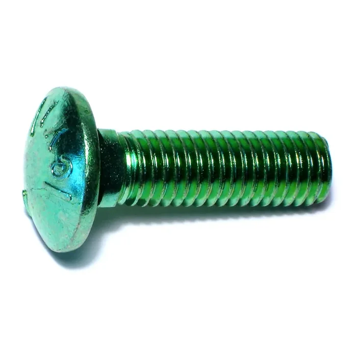 1/2″-13 x 1-3/4″ Green Rinsed Zinc Plated Grade 5 Steel Coarse Thread Carriage Bolts