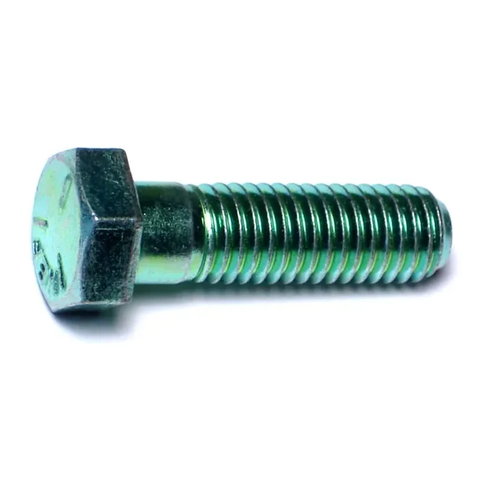 1/2″-13 x 1-3/4″ Green Rinsed Zinc Plated Grade 5 Steel Coarse Thread Hex Cap Screws