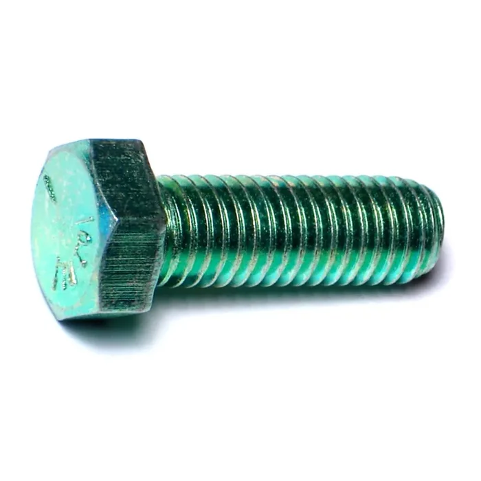 1/2″-13 x 1″ Green Rinsed Zinc Plated Grade 5 Steel Coarse Thread Hex Cap Screws