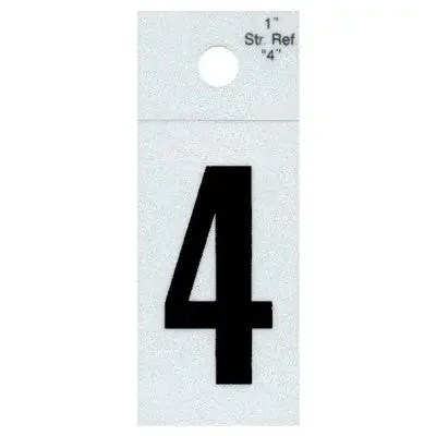 1″ – 4 Straight Black Reflective Numbers