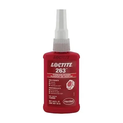 263 High Strength Red Threadlocker, 10 mL, 1 in Thread, Bottle