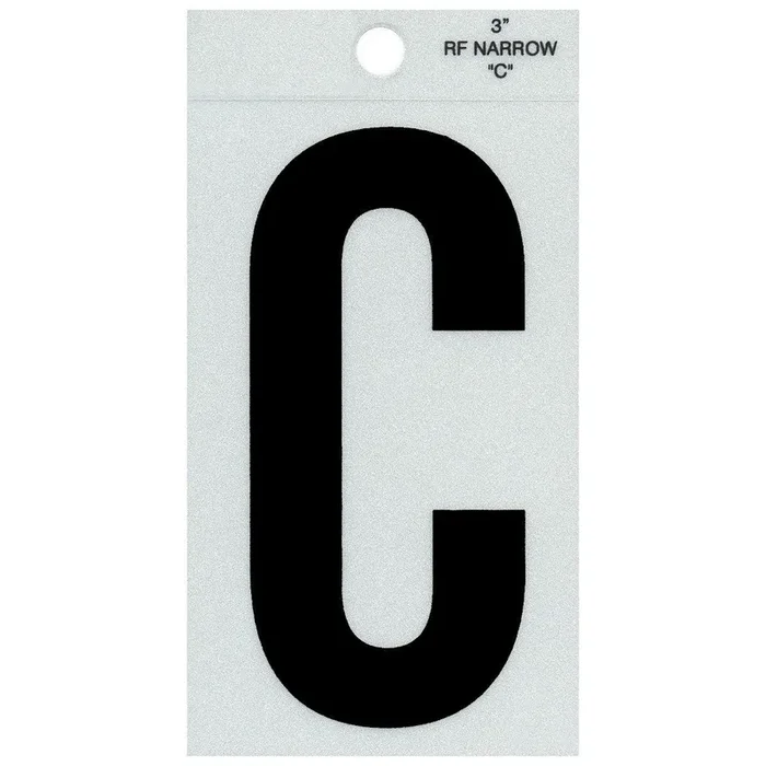 3″ – C Straight Narrow Black Reflective Letters