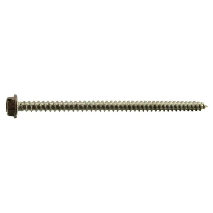 8 x 3″ Brown Painted 18-8 Stainless Steel Hex Washer Head Sheet Metal Screws