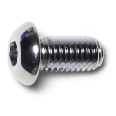 8mm-1.25 x 16mm Chrome Plated Class 10.9 Steel Coarse Thread Button Head Hex Socket Cap Screws