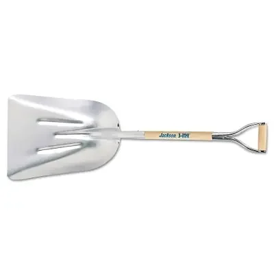 Aluminum Scoop, 20 in L x 15-1/4 in W blade, 27 in White Ash D-Grip Handle