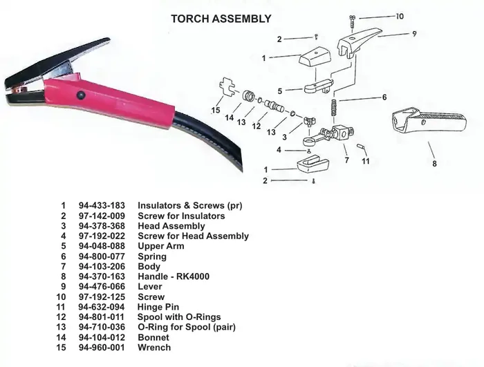 Arc Air 4000 Gouging Torch Replacement Components