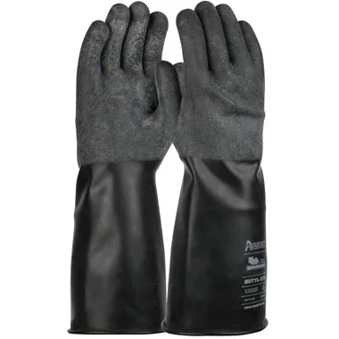 Assurance Guardian 14″ Long 25 Mil Butyl Rubber Glove w/Rough-Grip – Black – 1/PR – 1UB0025R