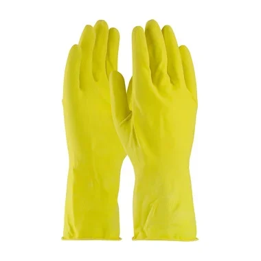 Assurance Unsupported Latex Flock Lined w/Honeycomb Grip – 14 Mil – Yellow – 1/DZ – 48-L140Y