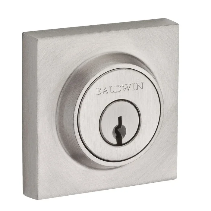 Baldwin Reserve Single Cylinder Contemporary Square Deadbolt – Satin Nickel Finish