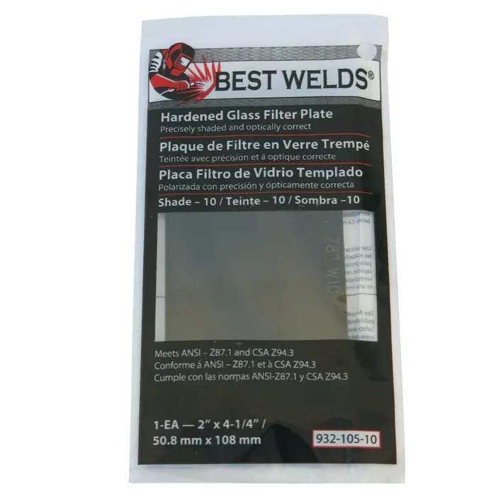 Best Welds Glass Filter Plate 2″ x 4-1/4″ Shade 10