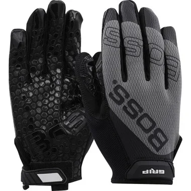 Boss Grip Synthetic Microfiber Palm w/Silicone Coated & Mesh Fabric Back – Gray – 12/PR – 120-MG1220T