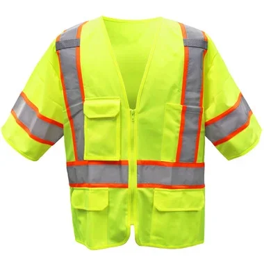 Boss Hi-Vis Apparel ANSI Type R Class 3 Two-Tone Vest – Solid Polyester – Yellow – 1/EA – 3PPN9300