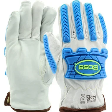 Boss Top Grain Sheepskin Leather Drivers Glove w/Impact Protection & Aramid Blend Lining – Natural – 12/PR – 9120
