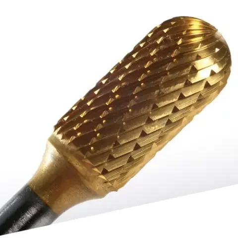 Carbide burr Cyl Rad Dbl cut 1/2×1 tin