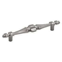 Cavalier Style 4-1/4 Inch (108mm) Center to Center, Overall Length 5-3/4 Inch Satin Nickel Cabinet Pull/Handle