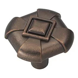 Chelsea Style Cabinet Hardware Knob, Dark Antique Copper 1-1/8 Inch length.