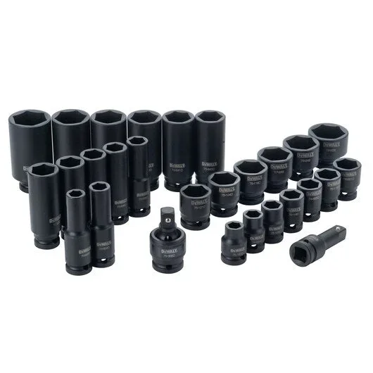 DEWALT 28 PC. 1/2″ Drive Standard & Deep Impact Socket Set – 6 Point