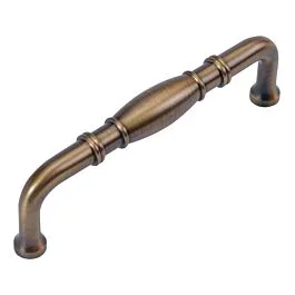 DISCONTINUED Williamsburg Style 3-3/4 Inch (96mm) Center to Center, Overall Length 4-1/8 Inch Satin Dover Kitchen Cabinet Pull/Handle