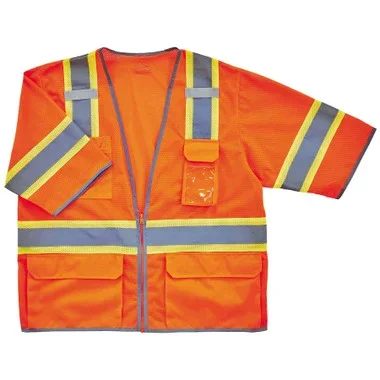 Ergodyne GloWear 8346Z Two-Tone Hi-Vis Surveyor Vest – Type R, Class 3, Zipper – Orange