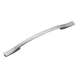 Euro-Contemporary Style 8 Inch (203mm) Center to Center, Overall Length 12-15/16 Inch Satin Nickel Kitchen Cabinet Pull/Handle