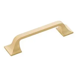 Forge Style 3-3/4 Inch (96mm) Center to Center, Overall Length 5-1/16 inch Brushed Golden Brass Kitchen Cabinet Pull/Handle