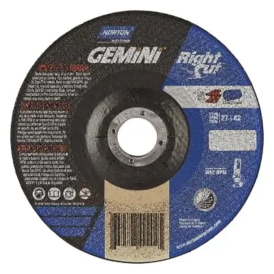 Gemini RightCut Right Angle Cut-Off Wheel, Type 01/41, 6 in dia x 0.045 in Thick x 7/8 in Arbor, 25 EA/BOX