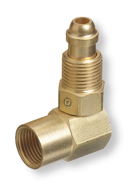Inert Arc Hose & Torch Adaptor, Brass, Elbow – 90°, Male/Female, RH to RH