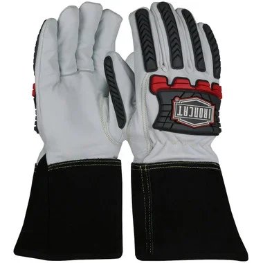 Ironcat AR Premium Grade Goatskin Leather TIG Welder’s Glove w/Aramid Liner & DuPont Kevlar Stitching – TPR Impact Protection – Natural – 12/PR – 6244