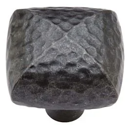 Mountain Lodge Style Cabinet Hardware Knob, Black Iron 1-1/4 Inch length.