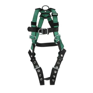 MSA V-FORM Harness w/Back, Front & Side D-Rings – Tongue Buckle Leg Straps – Extra Large – 10197208