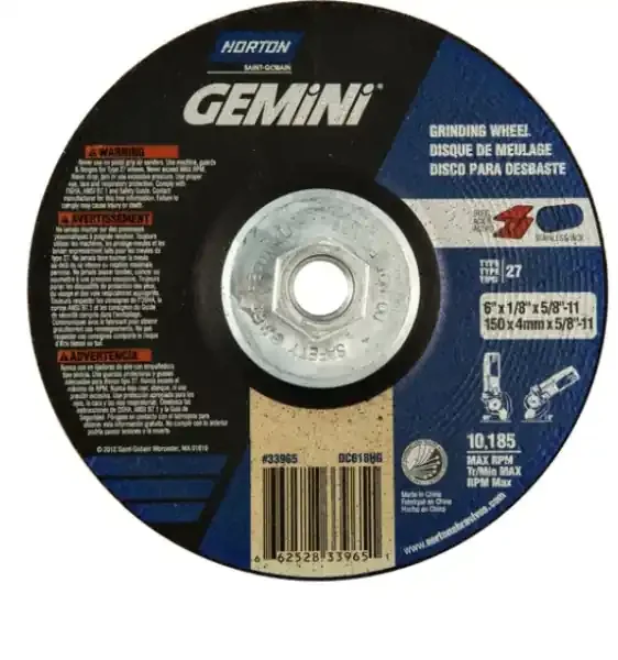 NORTON GEMINI T27 GRINDING & CUTTING WHEEL A24 6 X 1/8 X 5/8-11