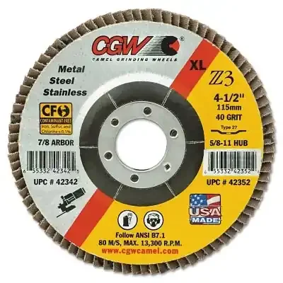 Premium Z3 XL T27 Flap Disc, 4-1/2 in dia, 80 Grit, 7/8 Arbor, 13,300 RPM