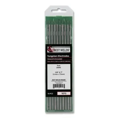 Pure Ground Tungsten Electrode, 1/8 in x 7 in, 10 PK