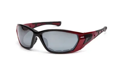 Pyramex Atrex Red Frame/Silver Mirror Lens – Foam Padded Safety Eyewear