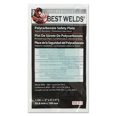 Safety Plate, 2 in x 4-1/4 in, Polycarbonate, Clear