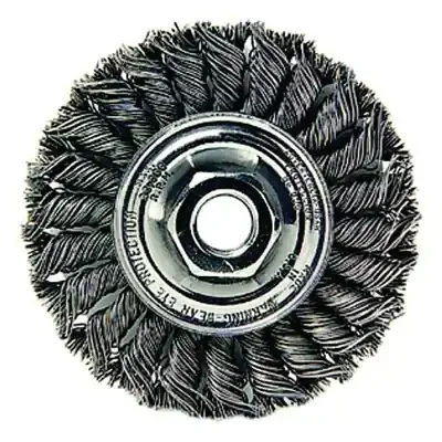Standard Twist Knot Wire Wheel, 4 in dia x 1/2 in W Face, 0.020 in Steel Wire, 20000 RPM