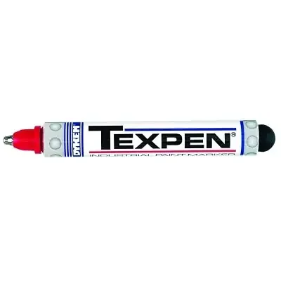 TEXPEN Industrial Steel Ball Tip Paint Marker, Red, 3/32 in, Medium