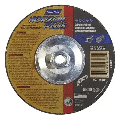 Type 27 NorZon+ Depressed Center Wheel, 7″ Dia, 1/4″ Thick, 5/8″-11 Arbor