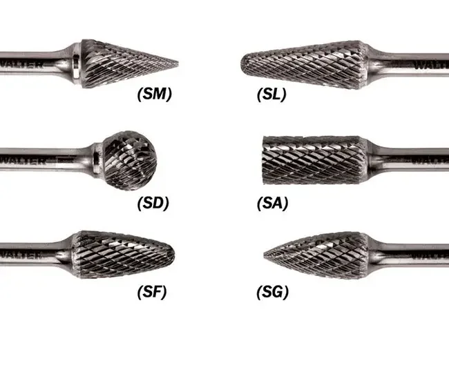 Walter 01V025 Tungsten Carbide Conical Burr, 1/8″ Shank Dia., 1/8″ Dia. x 7/16″ Length, SM-42 (1 Burr)