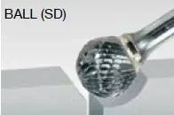 Walter 01V626 Tungsten Carbide Ball Burr, 1/4″ Shank Dia. x 6″ Shank Length, 1/2″ Dia. x 7/16″ Length, SD-6 (1 Burr)