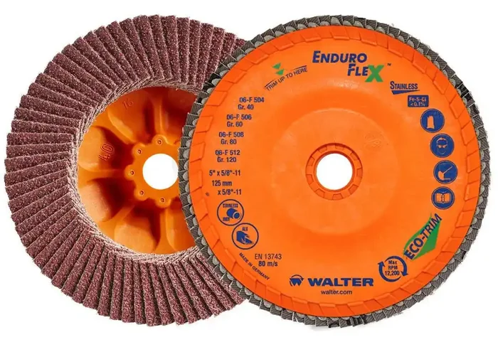 Walter 06F604 6″ 40 Grit Spin-On Enduro Flex Stainless Flap Disc