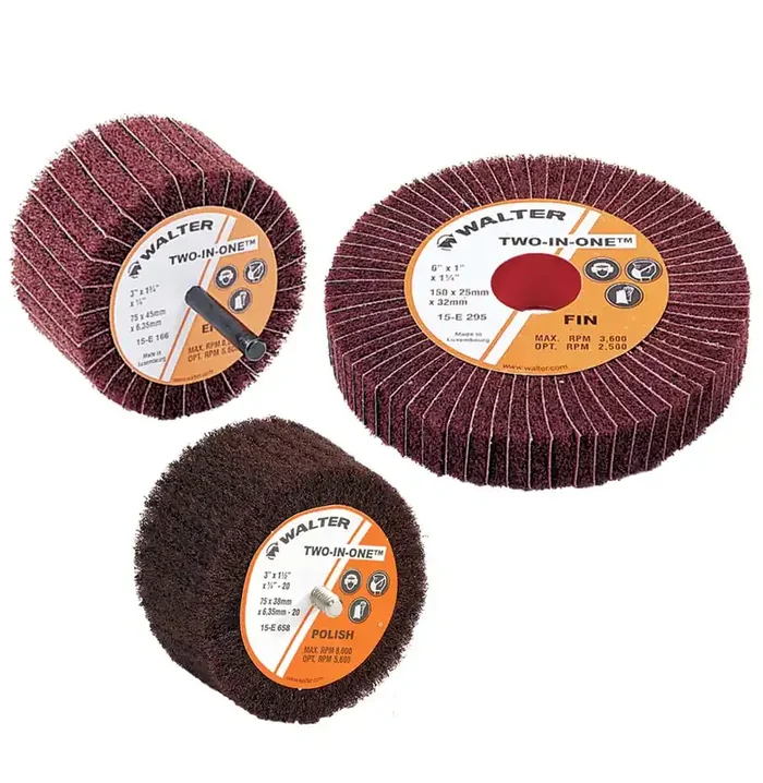Walter 15E167 3″ x 1-3/4″ Extra Fine Flex Two-In-One Flap Wheel