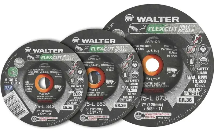 Walter 15L853 5″ 36 Grit Spin-On Flexcut Mill Scale Wheel