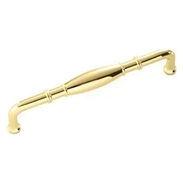 Williamsburg Style 5-1/32 Inch (128mm) Center to Center, Overall Length 5-7/16 Inch Polished Brass Kitchen Cabinet Pull/Handle