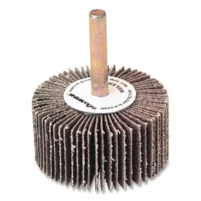 Wolverine Mounted Flap Wheel, Unthreaded, 1/4 in dia Stem x 2 in dia x 1 in W, 80 Grit, 25000 RPM