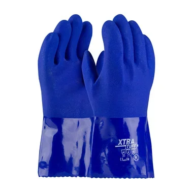 XtraTuff Oil Resistant PVC Glove w/Seamless Liner & Rough Coating – 12″ – Blue – 1/DZ – 58-8656
