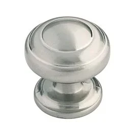 Zephyr Style Cabinet Hardware Knob, Satin Nickel 1-1/4 Inch Diameter.